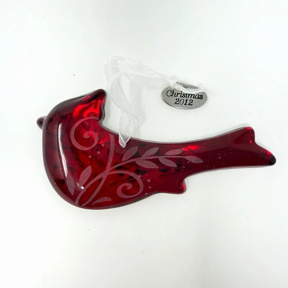 Hallmark Keepsake Cardinal Red Glass Bird Ornament  2012 MIB